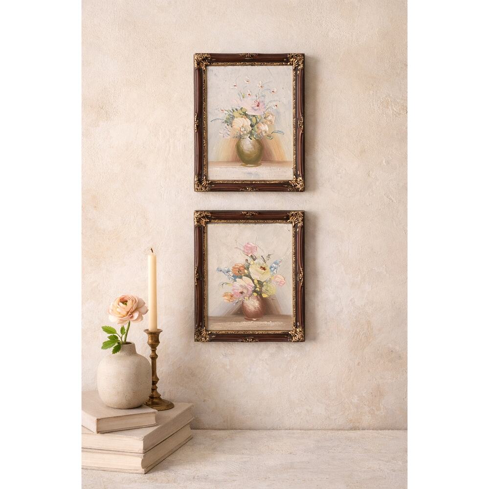 VTG Floral Wall Art Set Anthropologie Style Ornate Frames Petite Gallery Decor